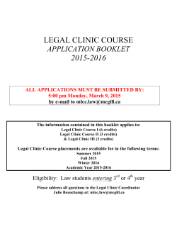 LEGAL CLINIC COURSE 2015-2016