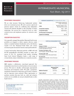INTERMEDIATE MUNICIPAL Fact Sheet /3Q 2013