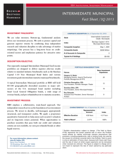 INTERMEDIATE MUNICIPAL Fact Sheet /3Q 2013