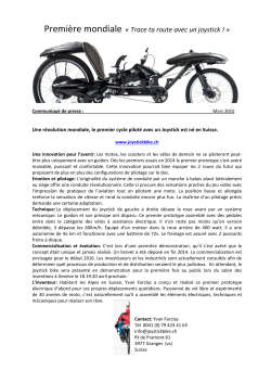 Presse communiqué mars 2015 www. joystickbike.ch