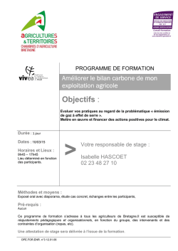 Programme bilan carbone - Chambres d`Agriculture de Bretagne