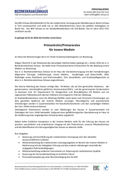 Primarärztin/Primararzt für Innere Medizin