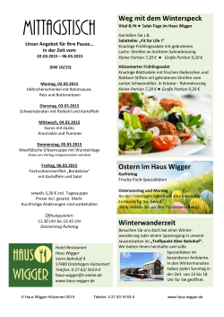 Mittagstisch KW 10/15 - Hotel Restaurant Haus Wigger