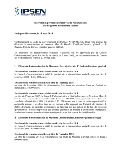 Information permanente relative &agrave; la r&eacute;mun&eacute;ration des