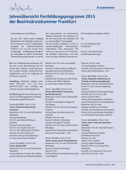 Jahres&uuml;bersicht Fortbildungsprogramm 2015 der