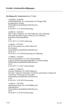 Erteilte Arbeitszeitbewilligungen