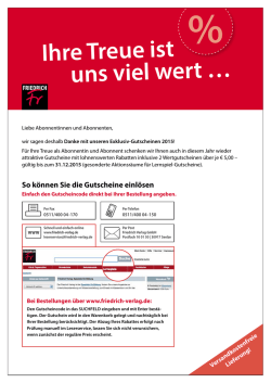 Ihre Treue ist uns viel wert &hellip;