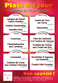 Nos plats du jour - Ravalec Traiteur