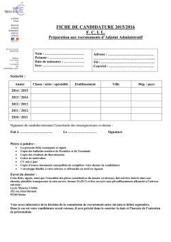 FICHE DE CANDIDATURE 2015/2016 F. C. I. L.