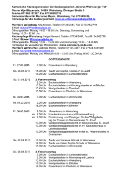 Gottesdienste - Katholische Kirchen der Seelsorgeeinheit Unteres