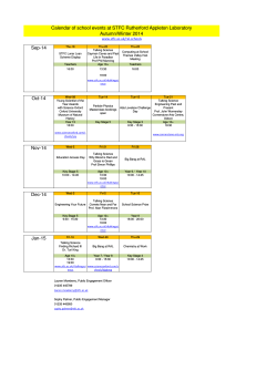 Sep-14 Nov-14 Calendar of school events at STFC Rutherford