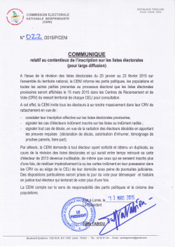 cenitogo presidentielle2015 communiqué N°022 relatif affichage