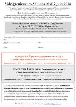Inscription Vide-Greniers 2015 - Ville de Neuilly-sur