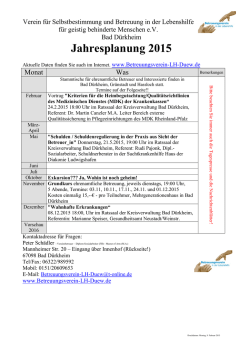 Jahresplanung 2015 - Betreuungsverein der Lebenshilfe Bad