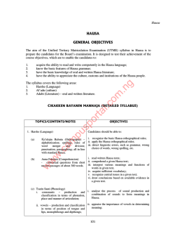 JAMB Syllabus for Hausa