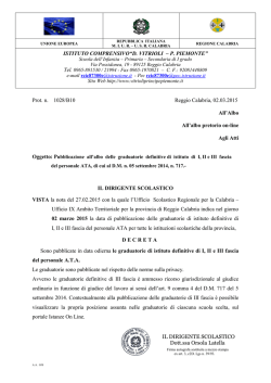 ISTITUTO COMPRENSIVO&ldquo;D. VITRIOLI &ndash; P. PIEMONTE&rdquo; Prot. n