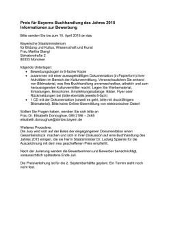 Bewerbungsbogen Bayerns Buchhandlung des Jahres