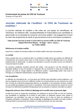 Journ&eacute;e nationale de l`audition : le CHU de Toulouse se mobilise !