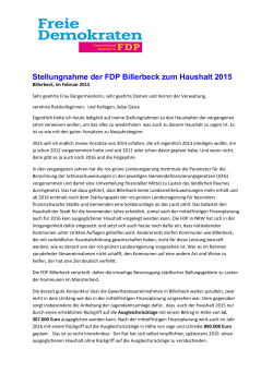 Stellungnahme der FDP Billerbeck zum Haushalt 2015