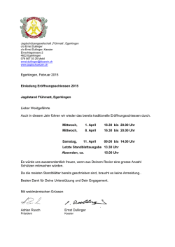 Egerkingen, Februar 2015 Einladung Er&ouml;ffnungsschiessen 2015