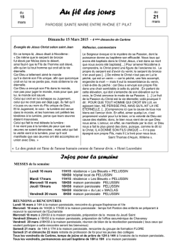 feuille Infos de la semaine. - Paroisse Sainte Marie entre Rh&ocirc;ne et
