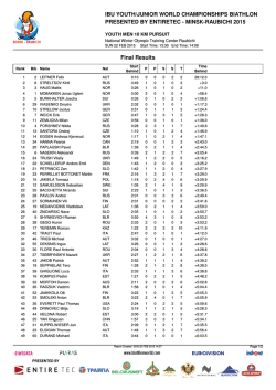 IBU YOUTH/JUNIOR WORLD CHAMPIONSHIPS BIATHLON