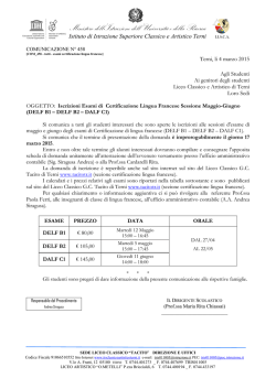 Iscrizioni Esami di Certificazione Lingua Francese Sessione Maggio
