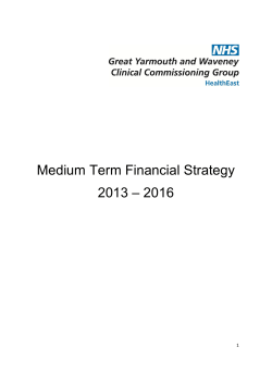 Medium Term Financial Strategy 2013 – 2016