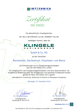 Z Zert f rtifik fikat t - Klingele Papierwerke GmbH & Co. KG