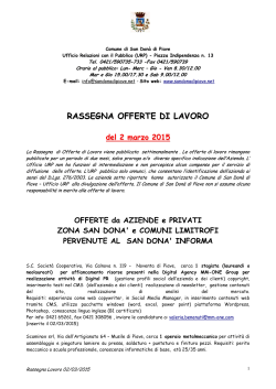 Rassegna Lavoro aggiornata al 02/03/2015