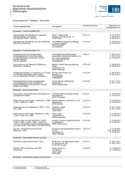 Verzeichnis der allgemeinen bauaufsichtlichen Zulassungen