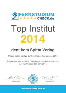 Platz 7 - Top Institut 2014 - dent.kom Spitta-Verlag
