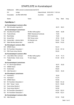 Startliste: NRW Junioren-Landesmeisterschaft 2015