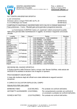 Calcio a 5 Comunicato ufficiale n.2-2015