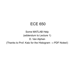 MATLAB Addendum for Lecture 1
