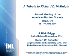 A Tribute to Richard D. McKnight - Nuclear Criticality Safety Division