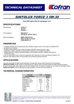 TECHNICAL DATASHEET SINTOLUX FORCE 3 5W-30