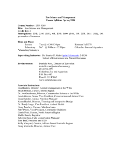 Zoo Science and Management Course Syllabus Spring 2014