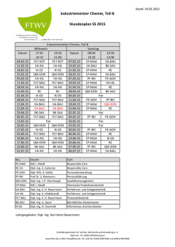 Industriemeister Chemie, Teil B Stundenplan SS 2015 - novus