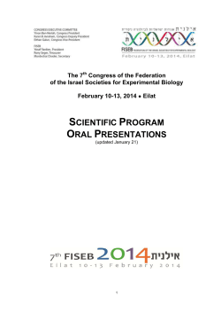 Oral Scientific Program - Weizmann Institute of Science