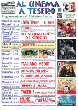 Manifesto Cinema Tesero dal 4 al 25 marzo 2015