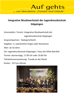 Integrative Musikwerkstatt der Jugendmusikschule G&ouml;ppingen
