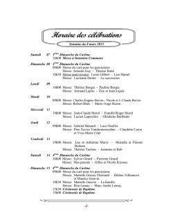 Horaire des c&eacute;l&eacute;brations - Le Semainier paroissial