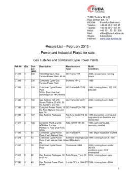 Resale List – February 2015 - - Power and Industrial - Tuba