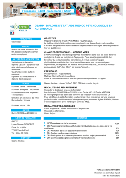 DIPLOME D`ETAT AIDE MEDICO PSYCHOLOGIQUE EN