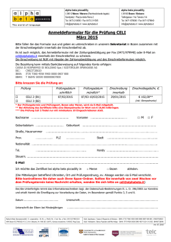 CELI - Anmeldeformular Prüfungssession März 2015