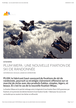 PLUM Wepa : une nouvelle fixation de ski de