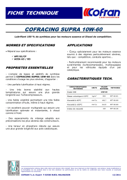 FICHE TECHNIQUE COFRACING SUPRA 10W-60