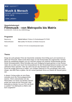 Musik & Mensch Filmmusik - von Metropolis bis