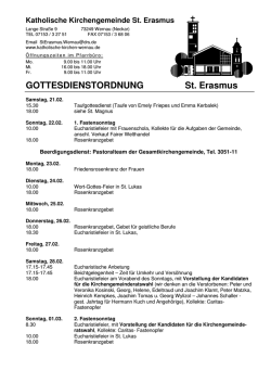 Gottesdienstordnung - Katholische Gesamtkirchengemeinde Wernau